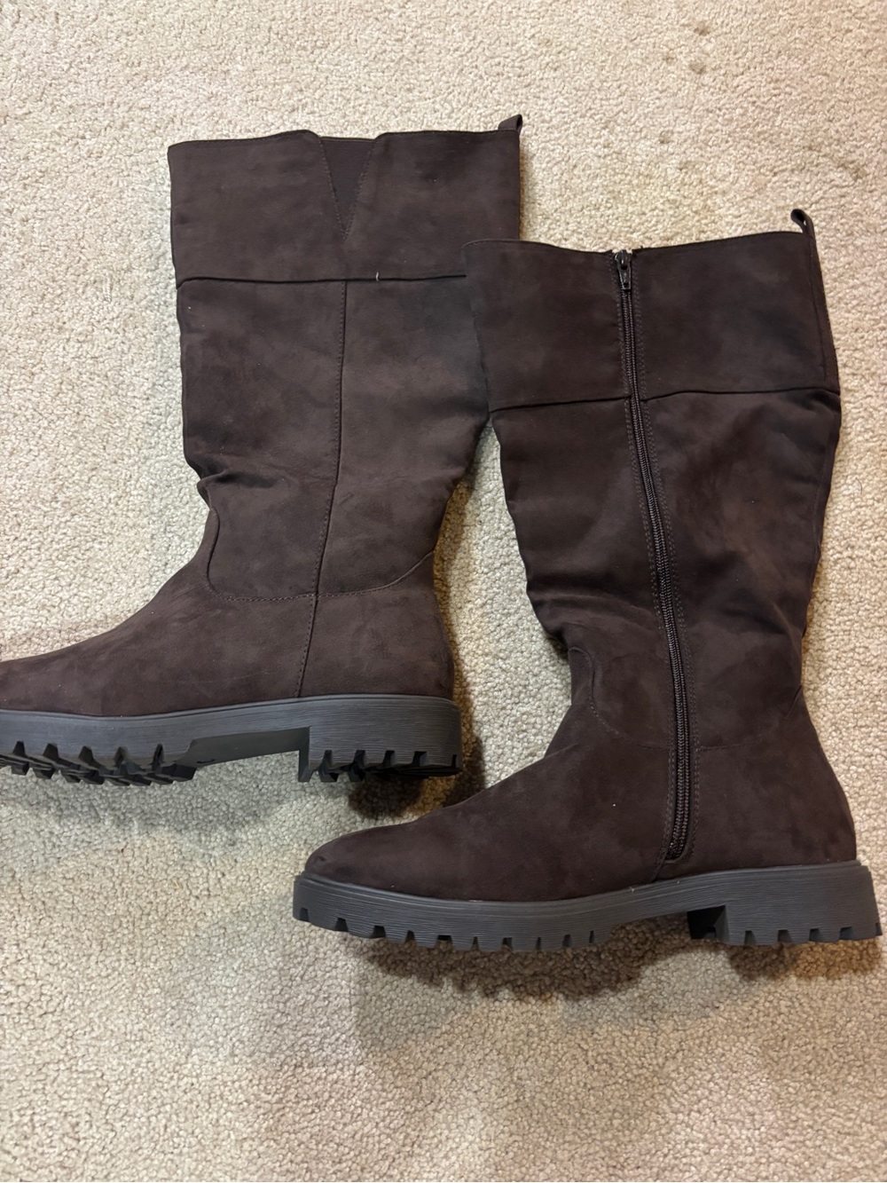 Women's Tall Winter Boots in Dark Brown - Zip Closure Size 11